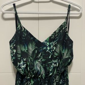 Black & Green Floral Maxi Dress